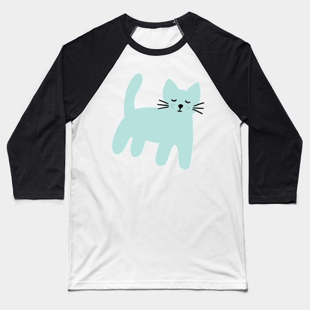 Mint cute cat Baseball T-Shirt by bigmoments